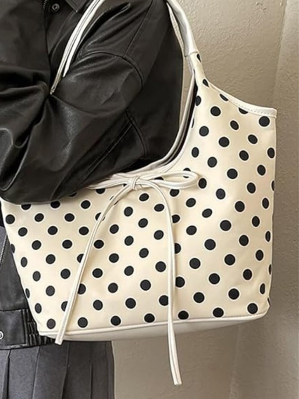 Neiman Marcus Women’s Polka Dot Shoulder Bow Bag